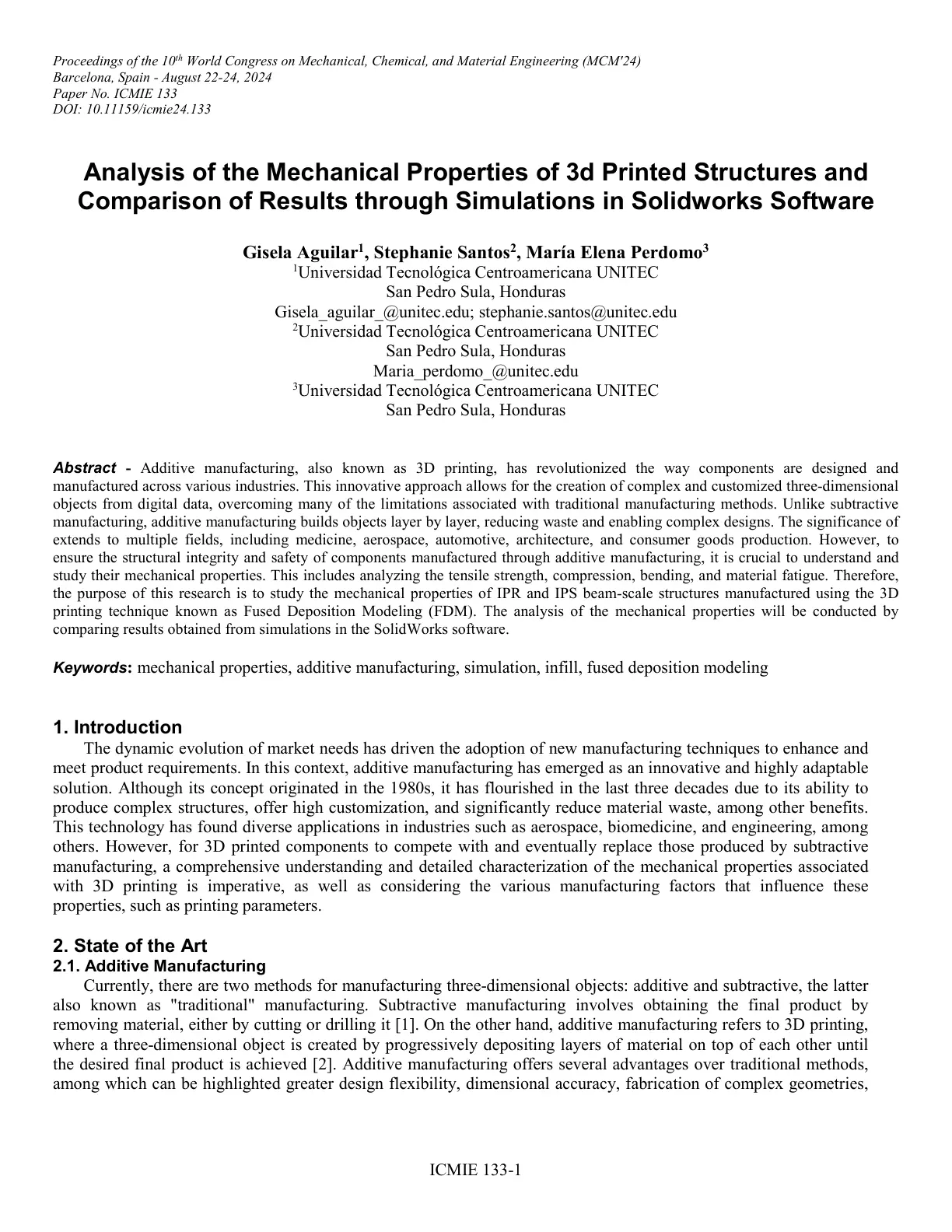 غلاف تقرير Analysis of the Mechanical Properties of 3d Printed Structures and Comparison of Results through Simulations in Solidworks Software