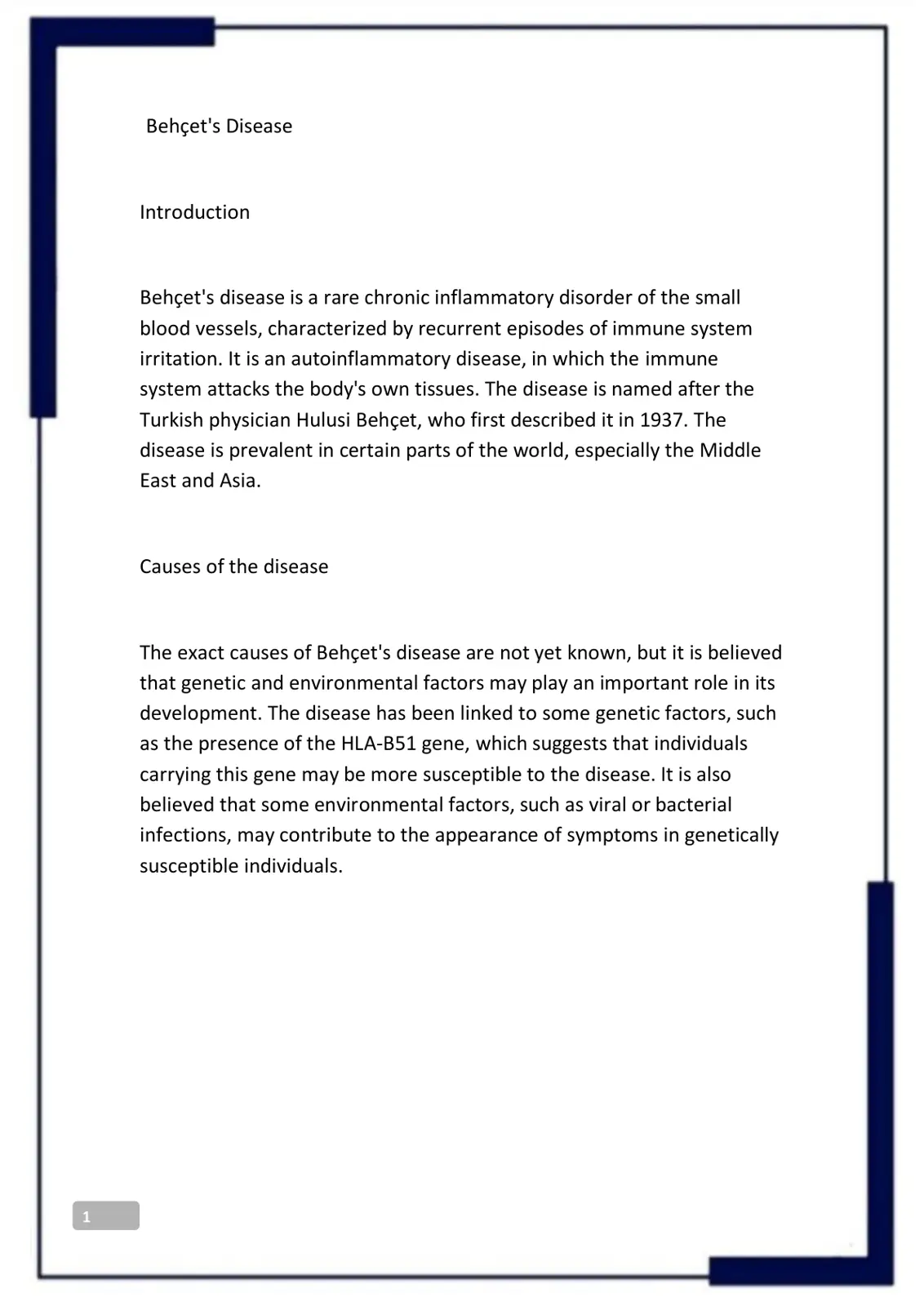 غلاف تقرير Behçet's Disease