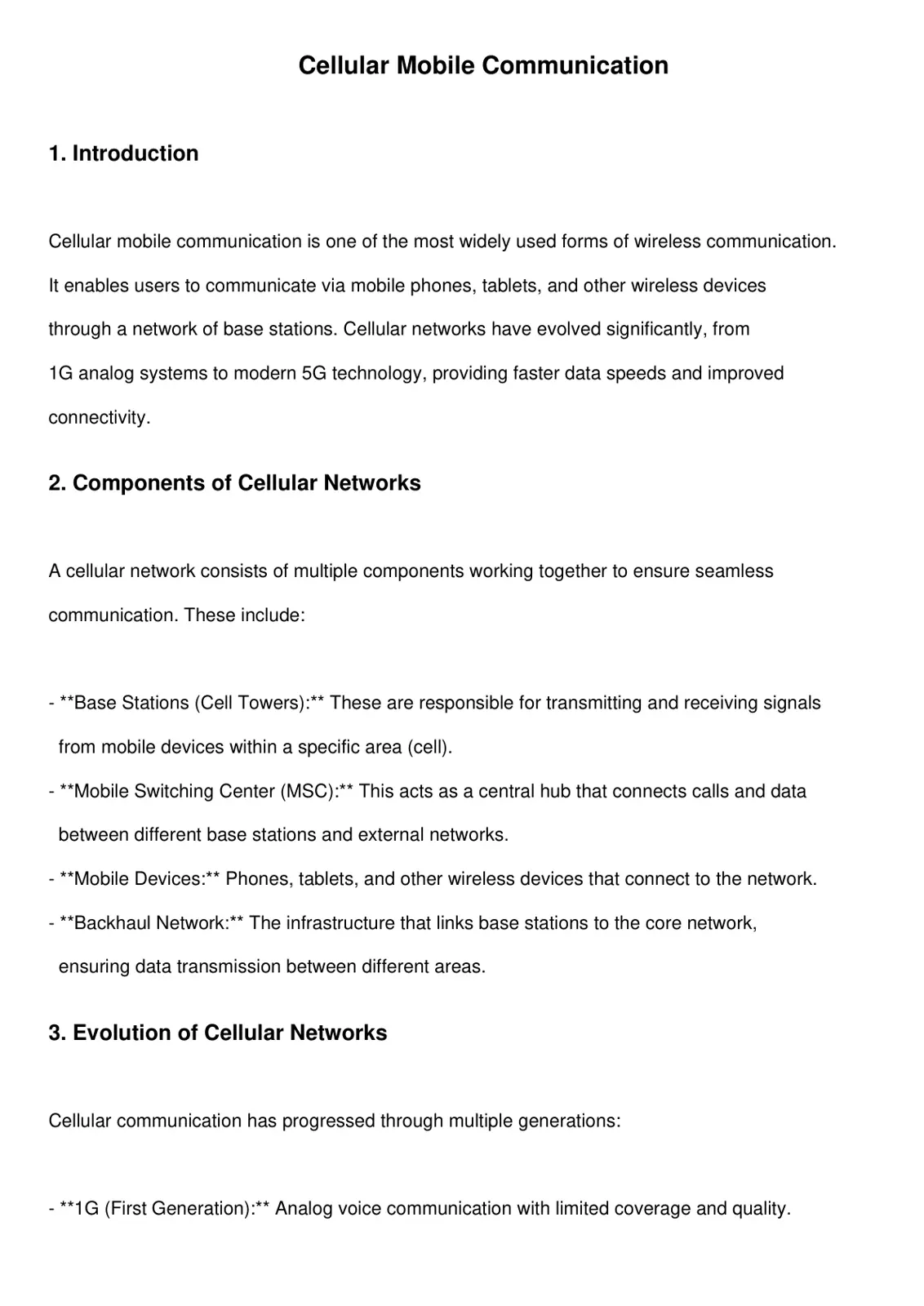 غلاف تقرير Cellular Mobile Communication