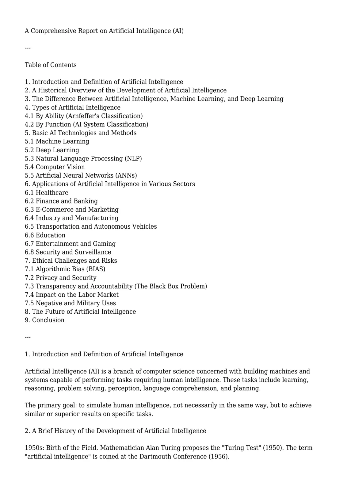 غلاف تقرير A Comprehensive Report on Artificial Intelligence (AI)