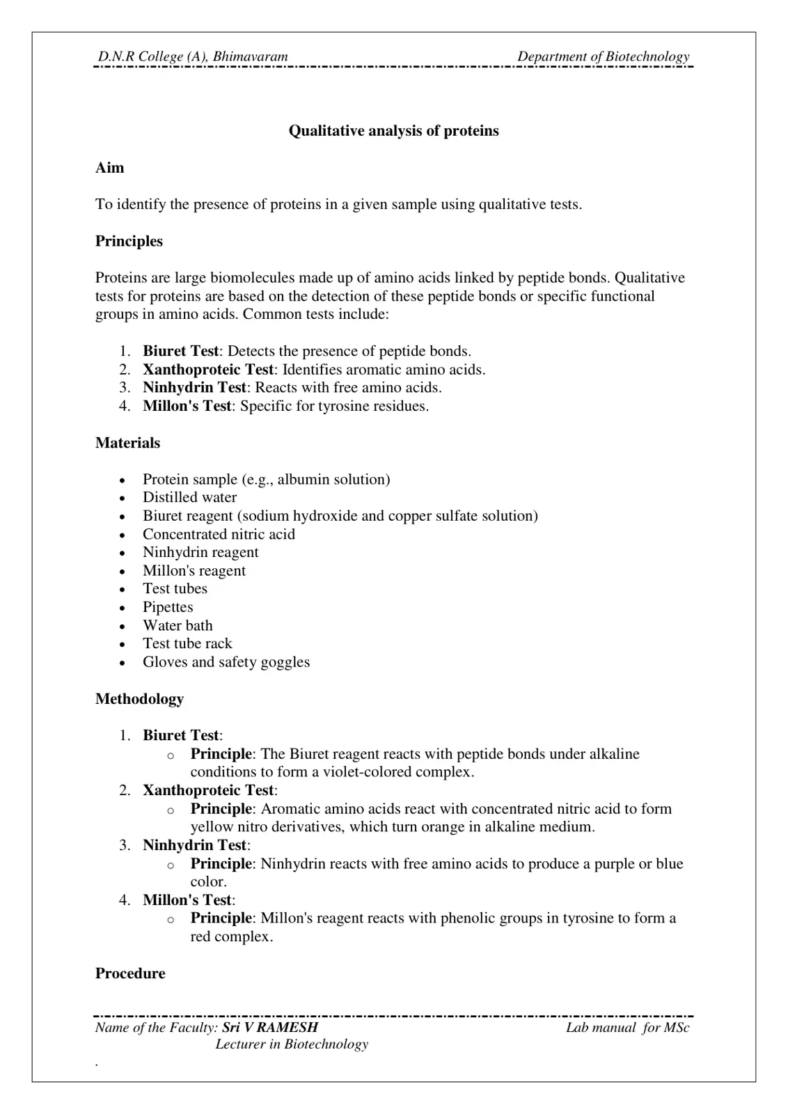 غلاف تقرير Qualitative Analysis of Proteins
