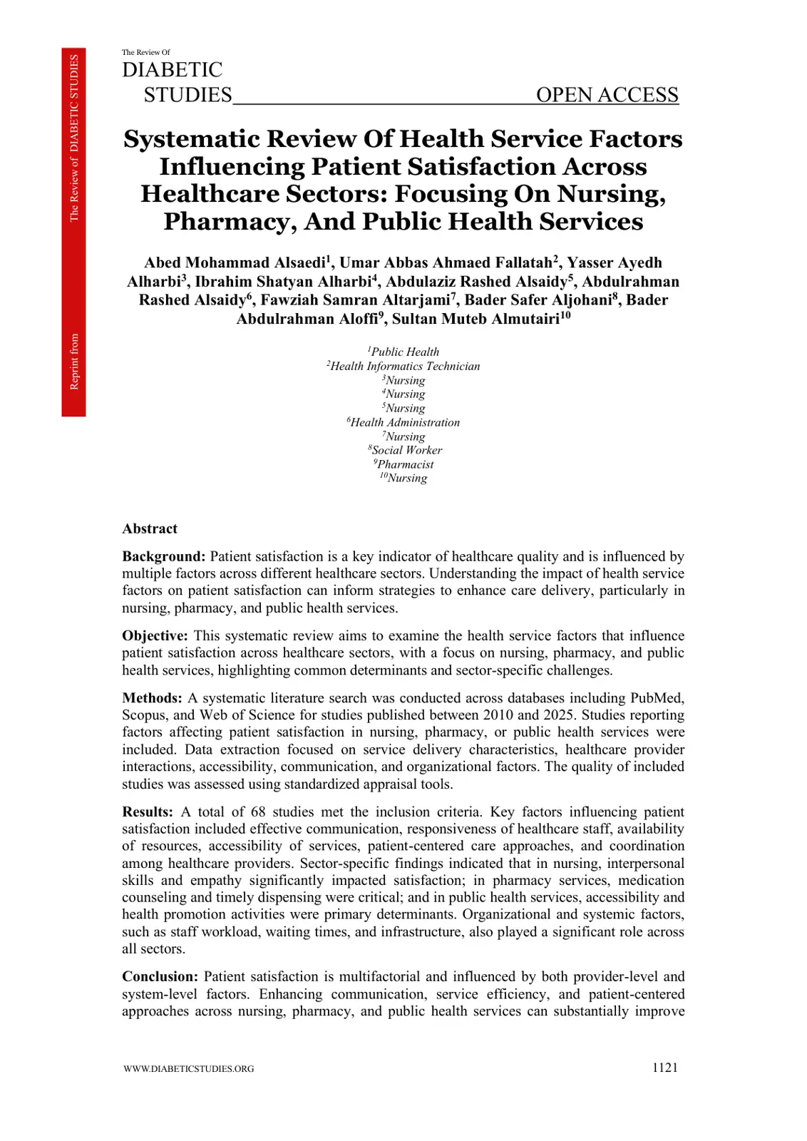 غلاف تقرير Systematic Review Of Health Service Factors Influencing Patient Satisfaction Across Healthcare Sectors: Focusing On Nursing, Pharmacy, And Public Health Services