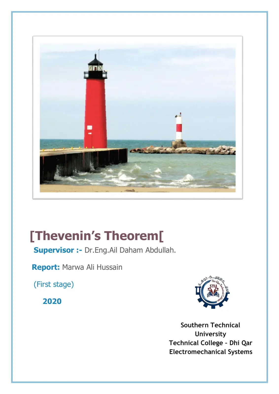 غلاف تقرير Thevenin's Theorem