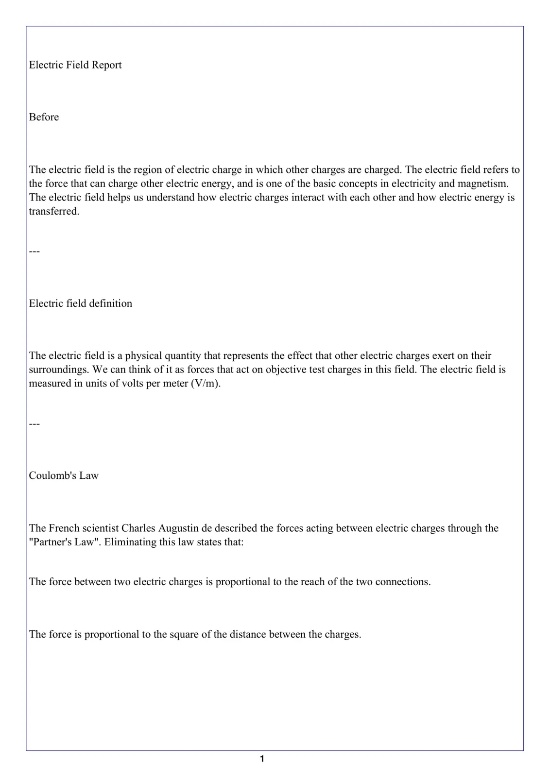 غلاف تقرير Electric Field Report