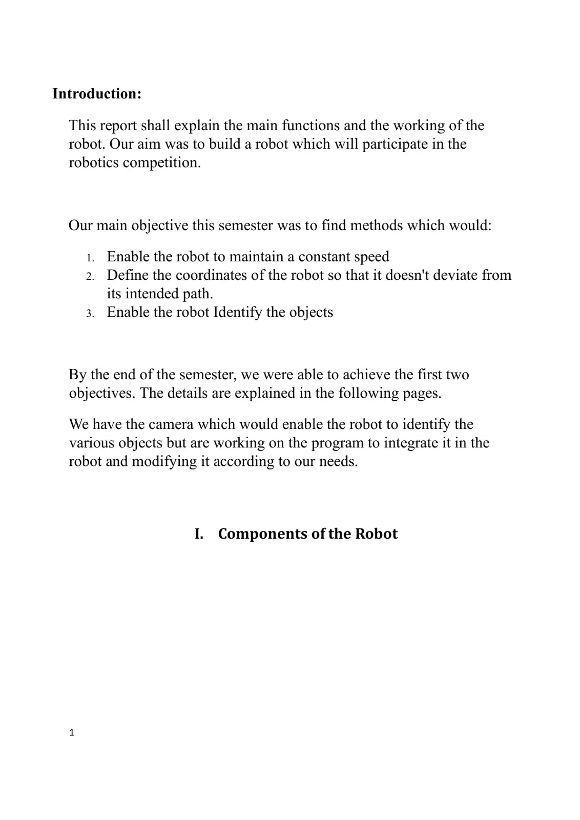 غلاف تقرير Robot Functions and Working Report