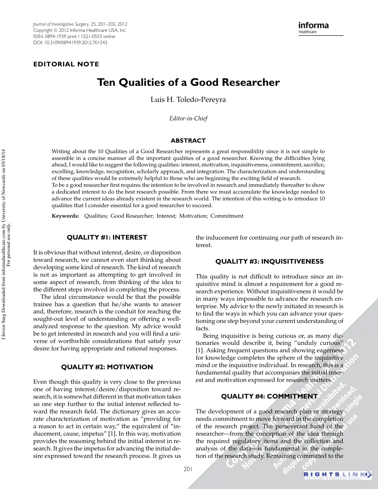 غلاف تقرير Ten Qualities of a Good Researcher