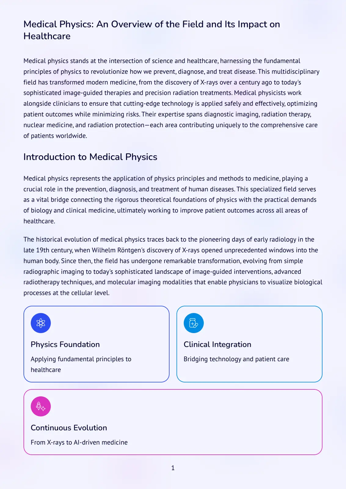 غلاف تقرير Medical Physics: An Overview of the Field and Its Impact on Healthcare