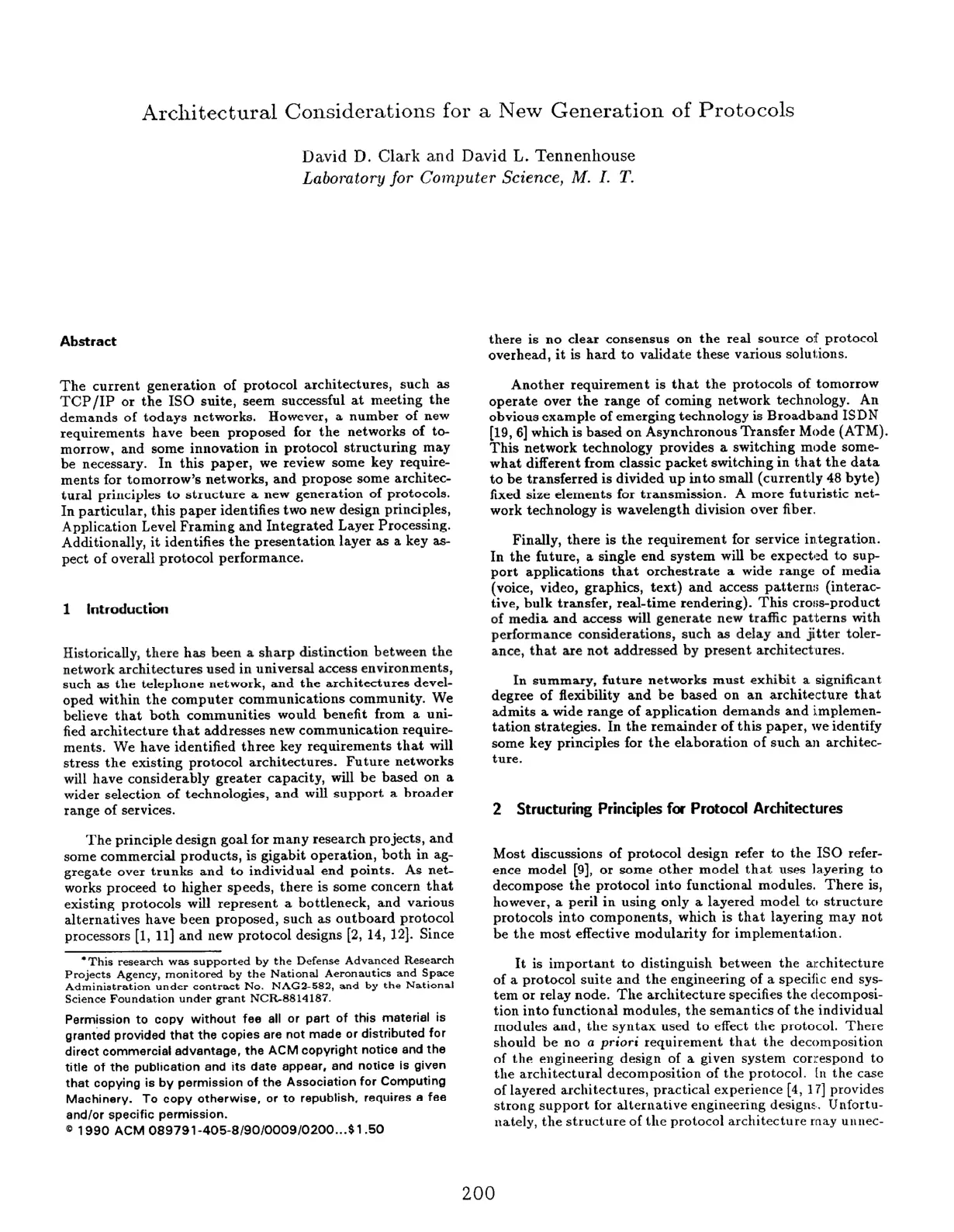 غلاف تقرير Architectural Considerations for a New Generation of Protocols