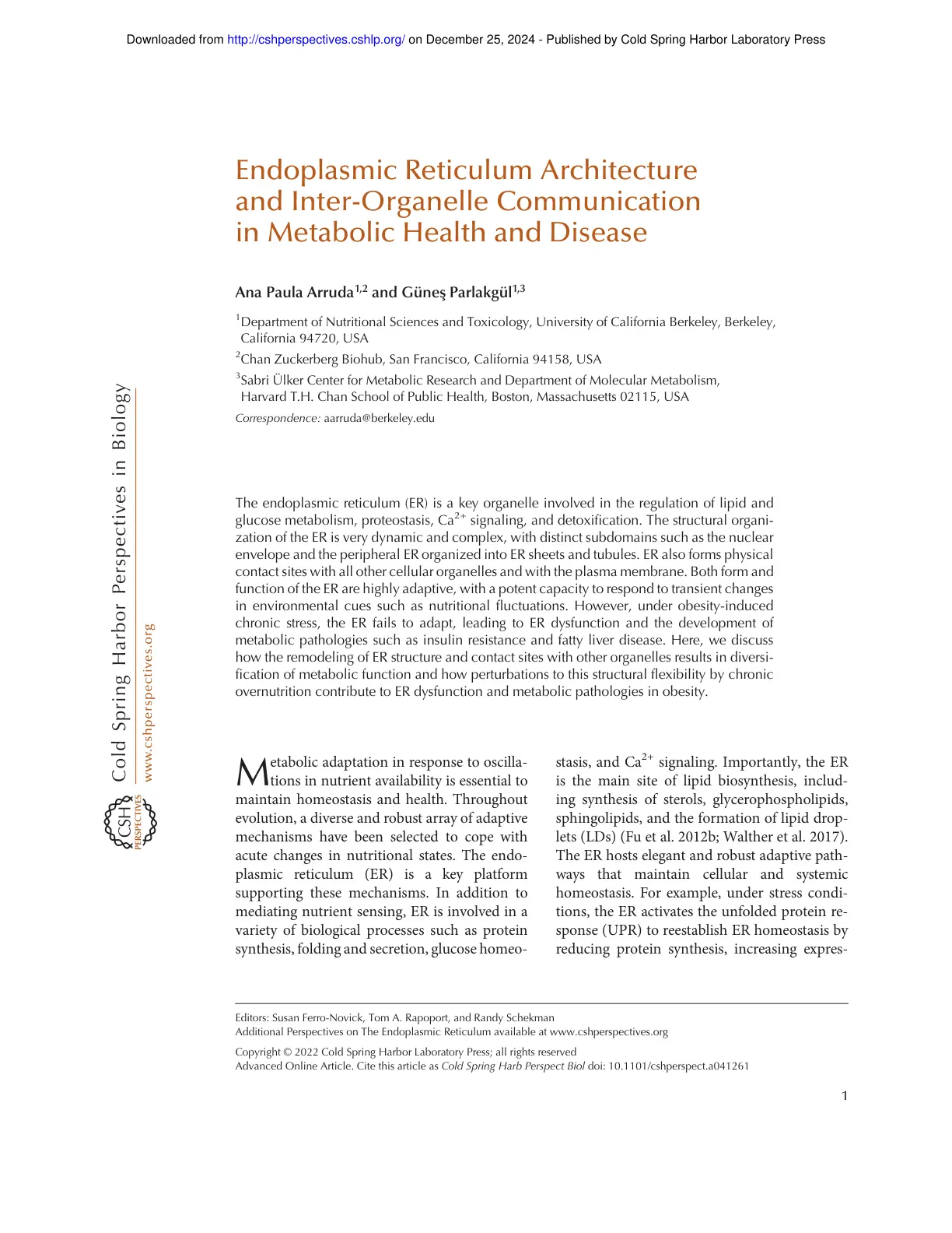 غلاف تقرير Endoplasmic Reticulum Architecture and Inter-Organelle Communication in Metabolic Health and Disease
