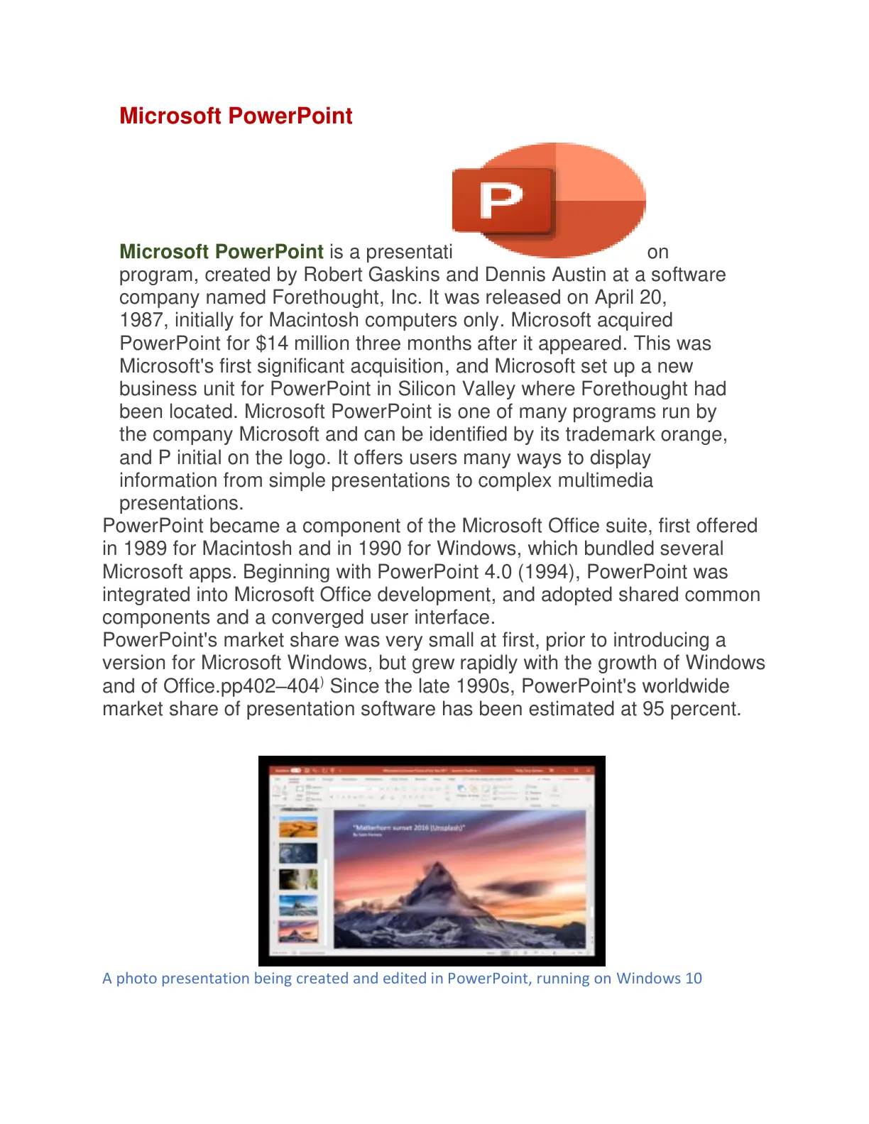 غلاف تقرير Microsoft PowerPoint