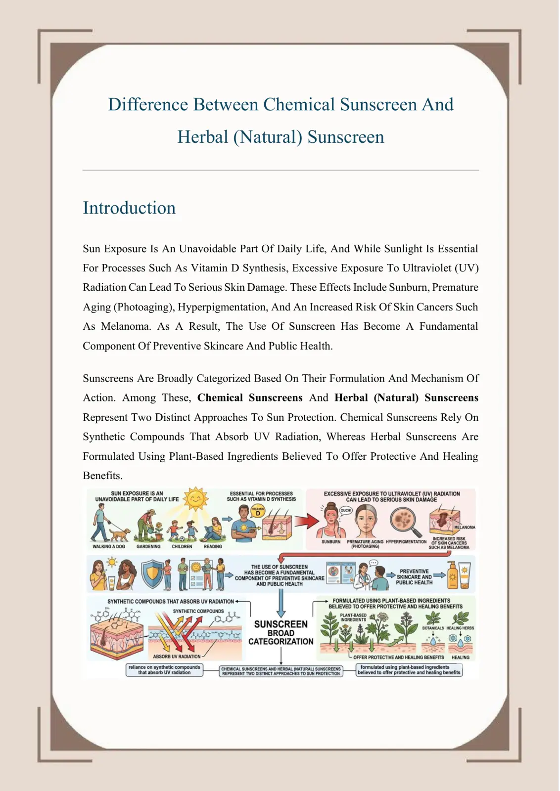 غلاف تقرير Difference Between Chemical Sunscreen And Herbal Sunscreen