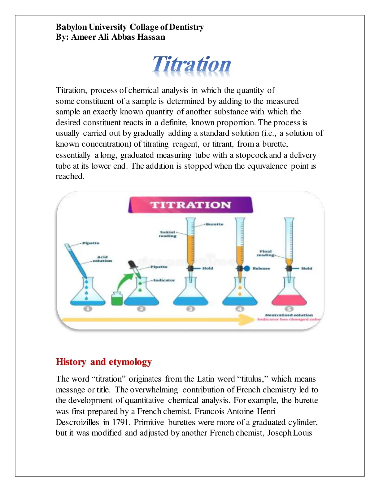 غلاف تقرير Titration