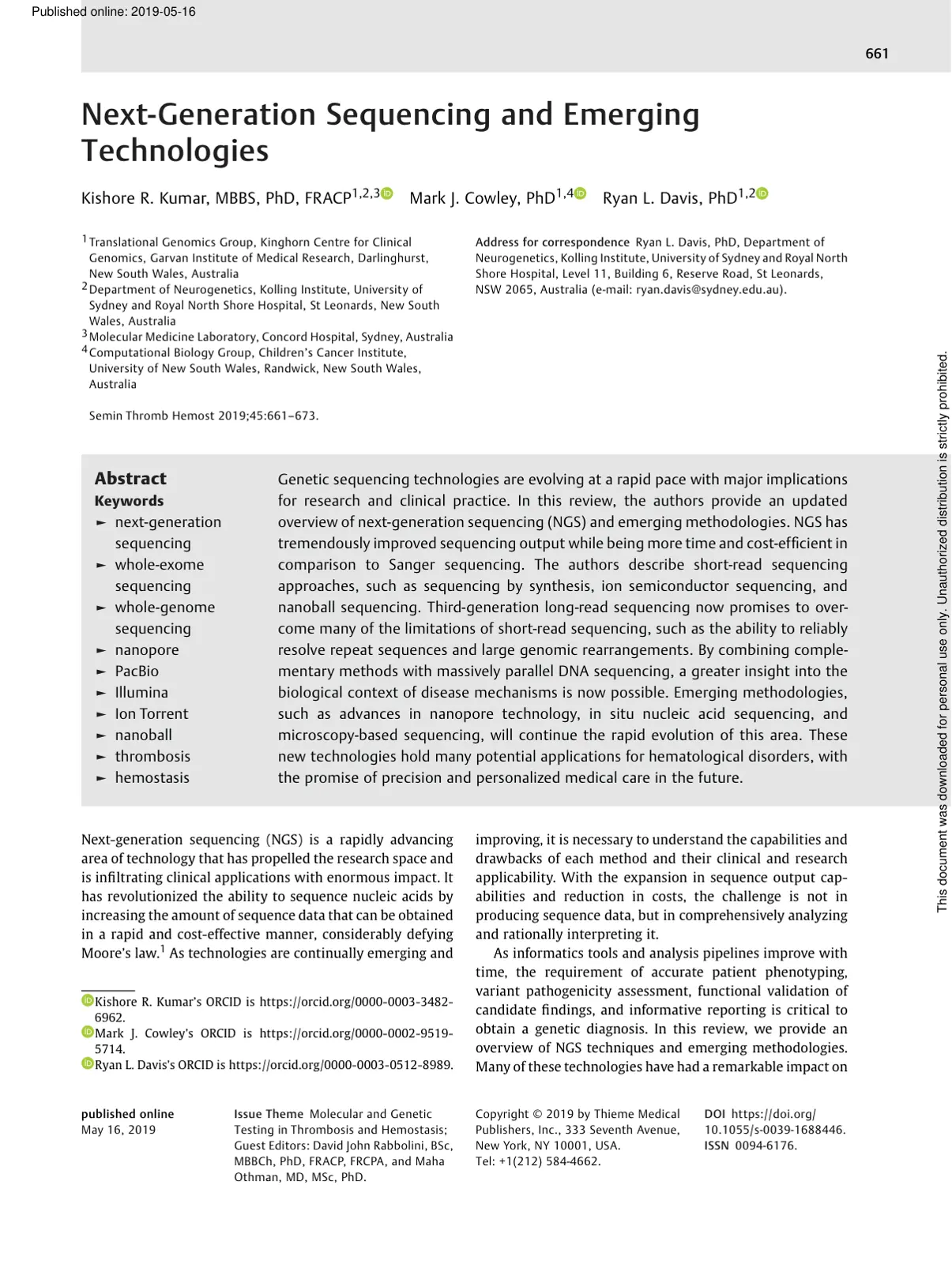غلاف تقرير Next-Generation Sequencing and Emerging Technologies