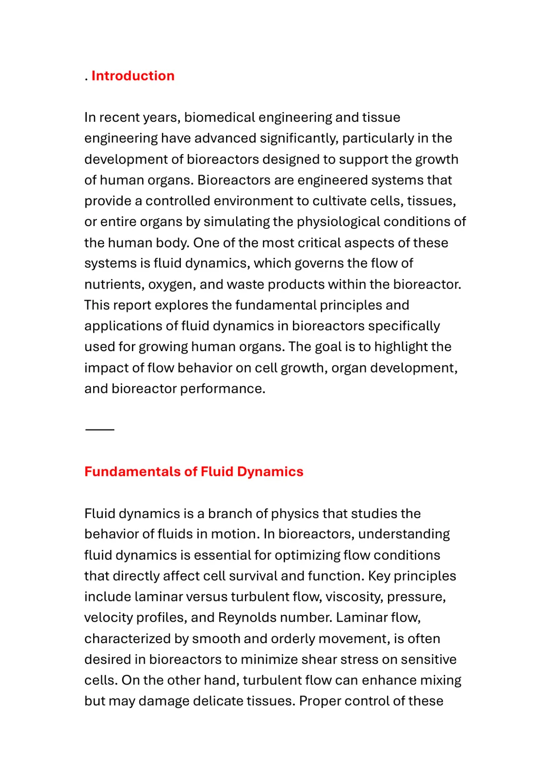 غلاف تقرير The fundamental principles and applications of fluid dynamics in bioreactors specifically used for growing human organs