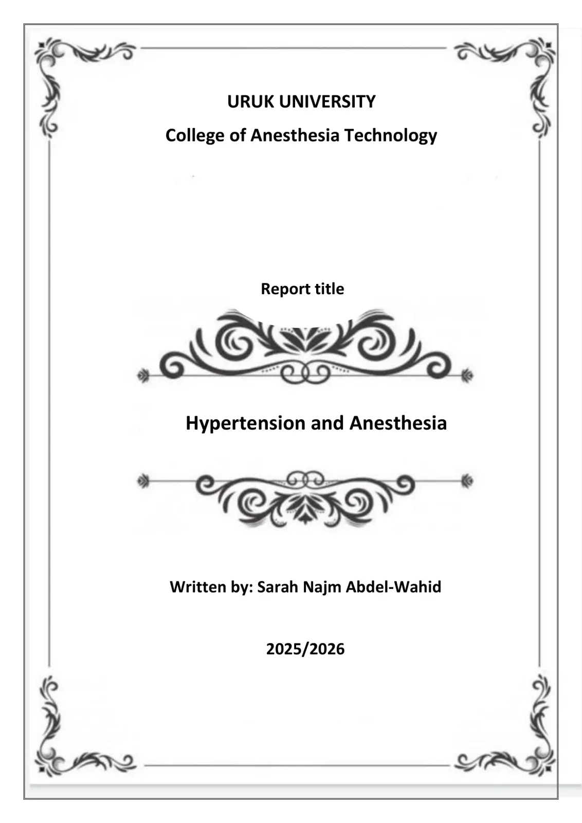 غلاف تقرير Hypertension and Anesthesia