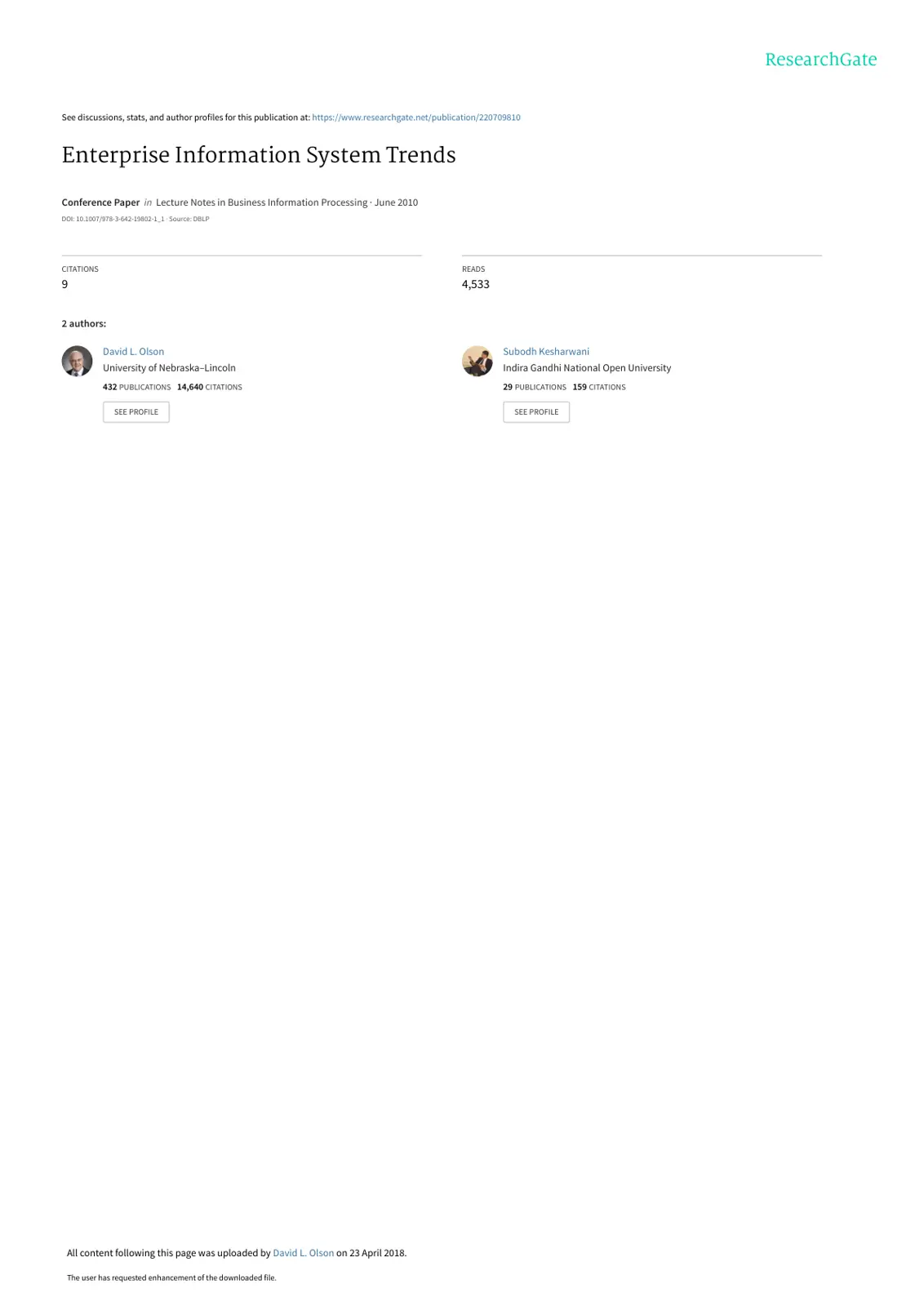 غلاف تقرير Enterprise Information System Trends