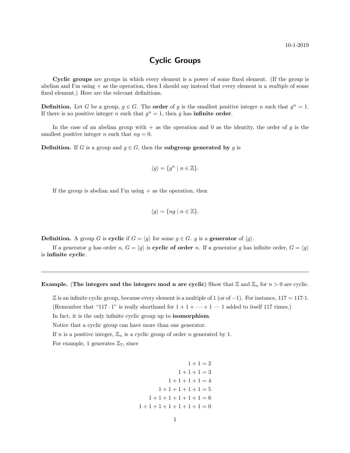غلاف تقرير Cyclic Groups