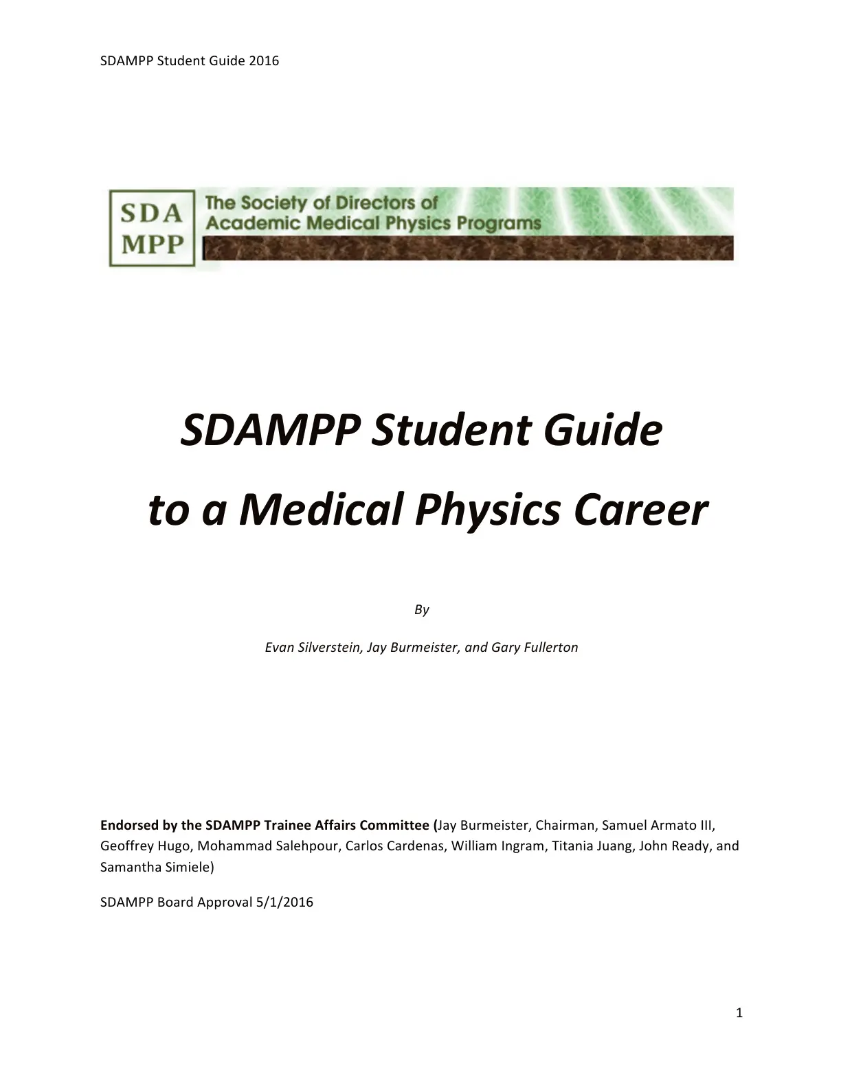 غلاف تقرير SDAMPP Student Guide 2016