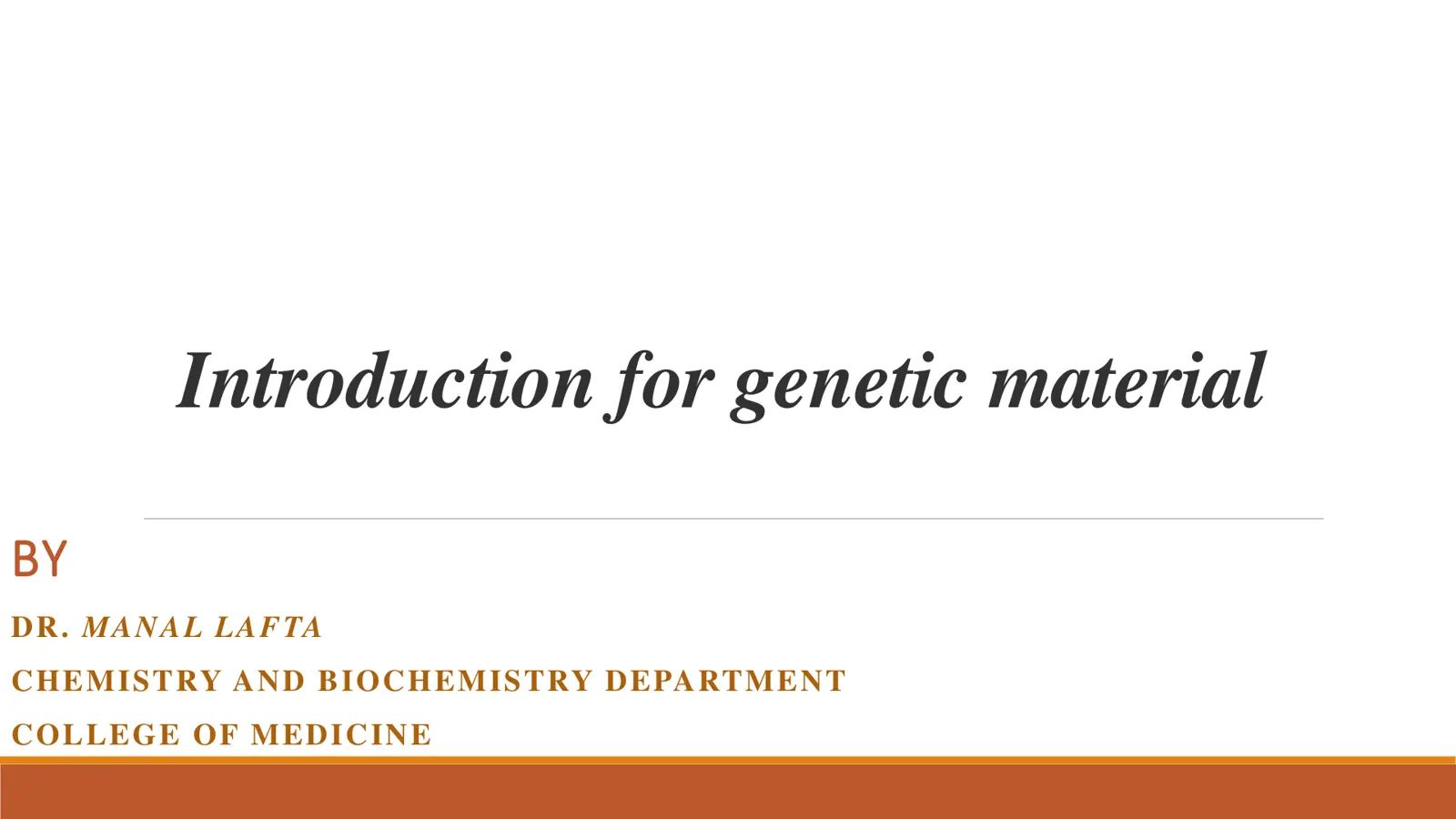 غلاف تقرير Introduction for Genetic Material