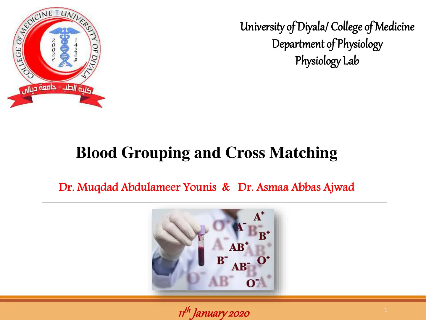 غلاف تقرير Blood Grouping and Cross Matching