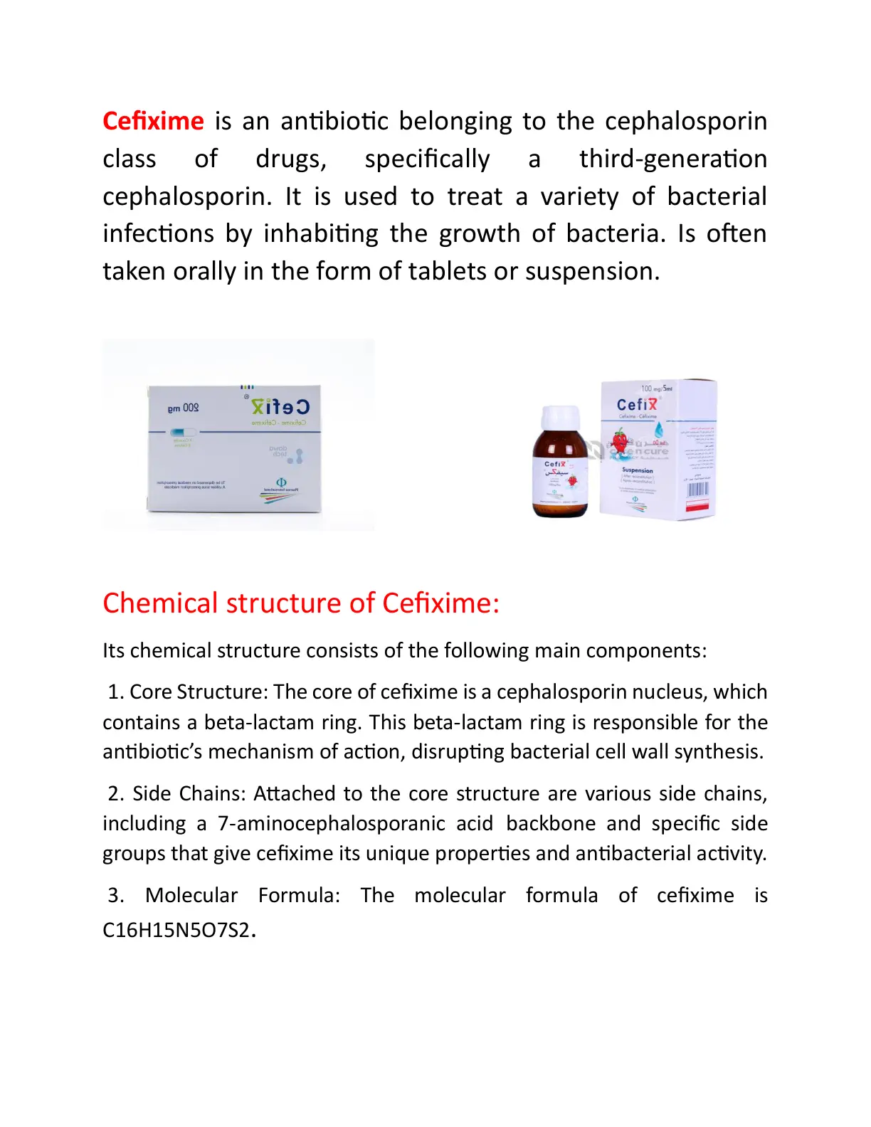 غلاف تقرير Cefixime: An antibiotic (Chemical structure and uses)