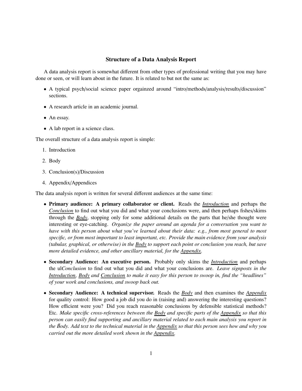 غلاف تقرير Structure of a Data Analysis Report