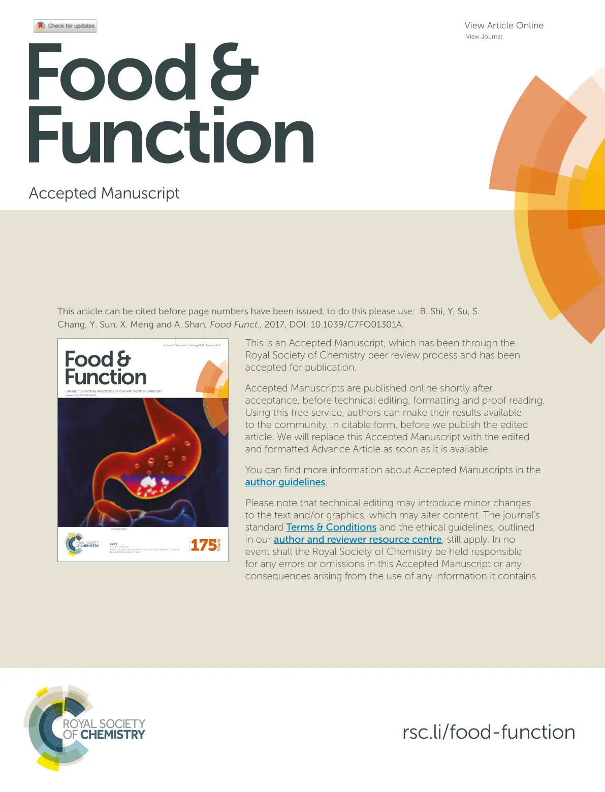 غلاف تقرير Food & Function