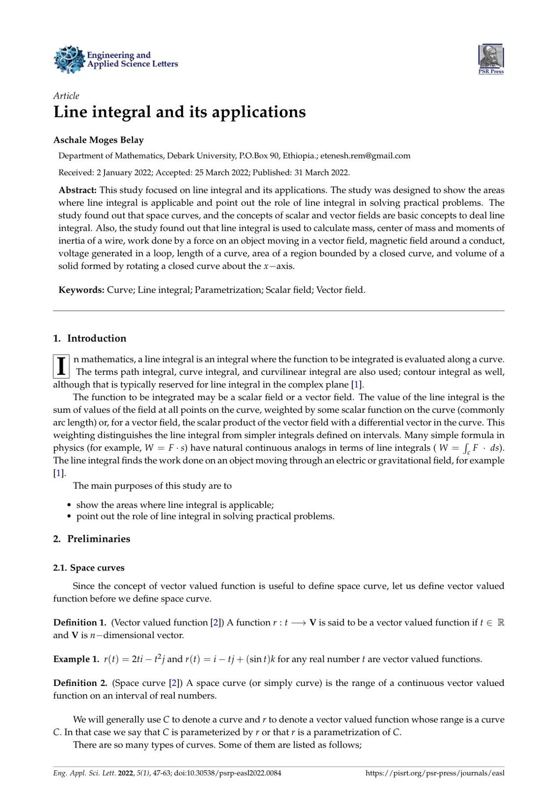 غلاف تقرير Line Integral and Its Applications