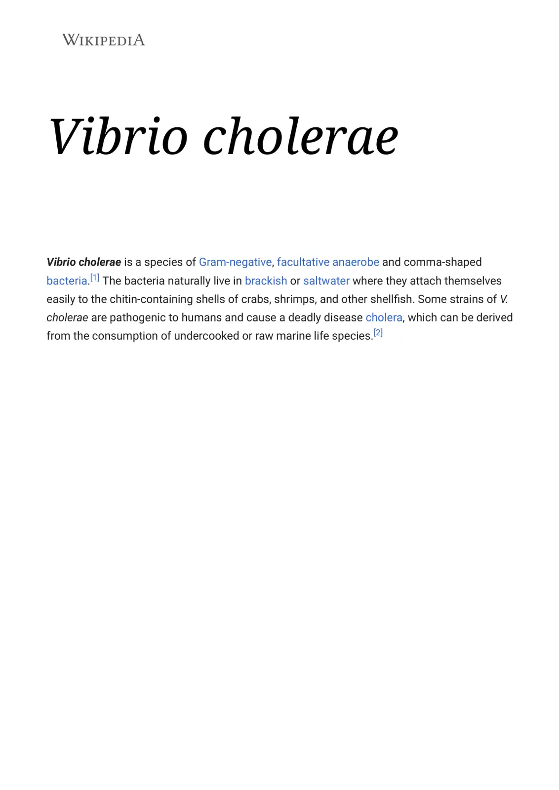 غلاف تقرير Vibrio cholerae