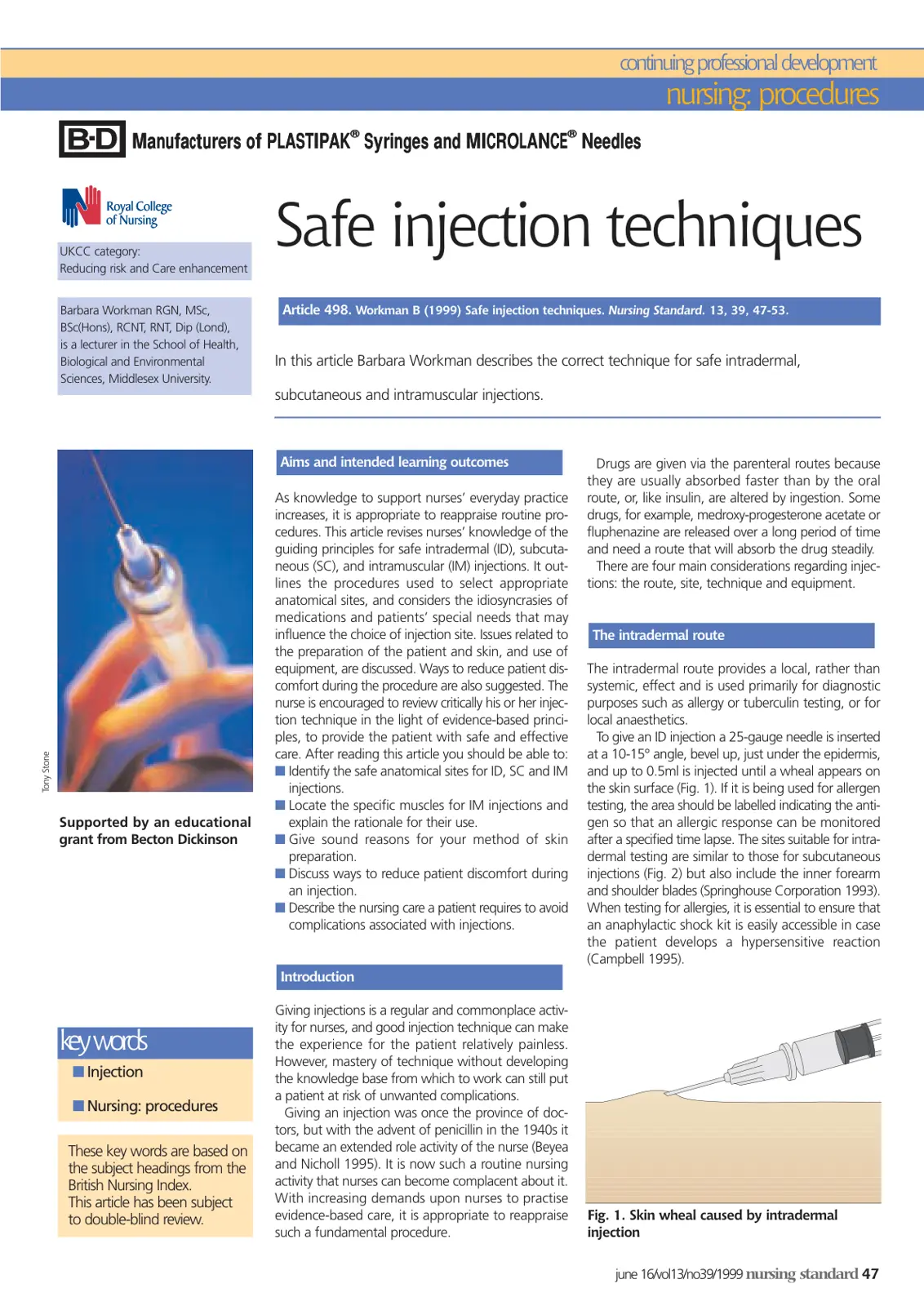غلاف تقرير Safe injection techniques