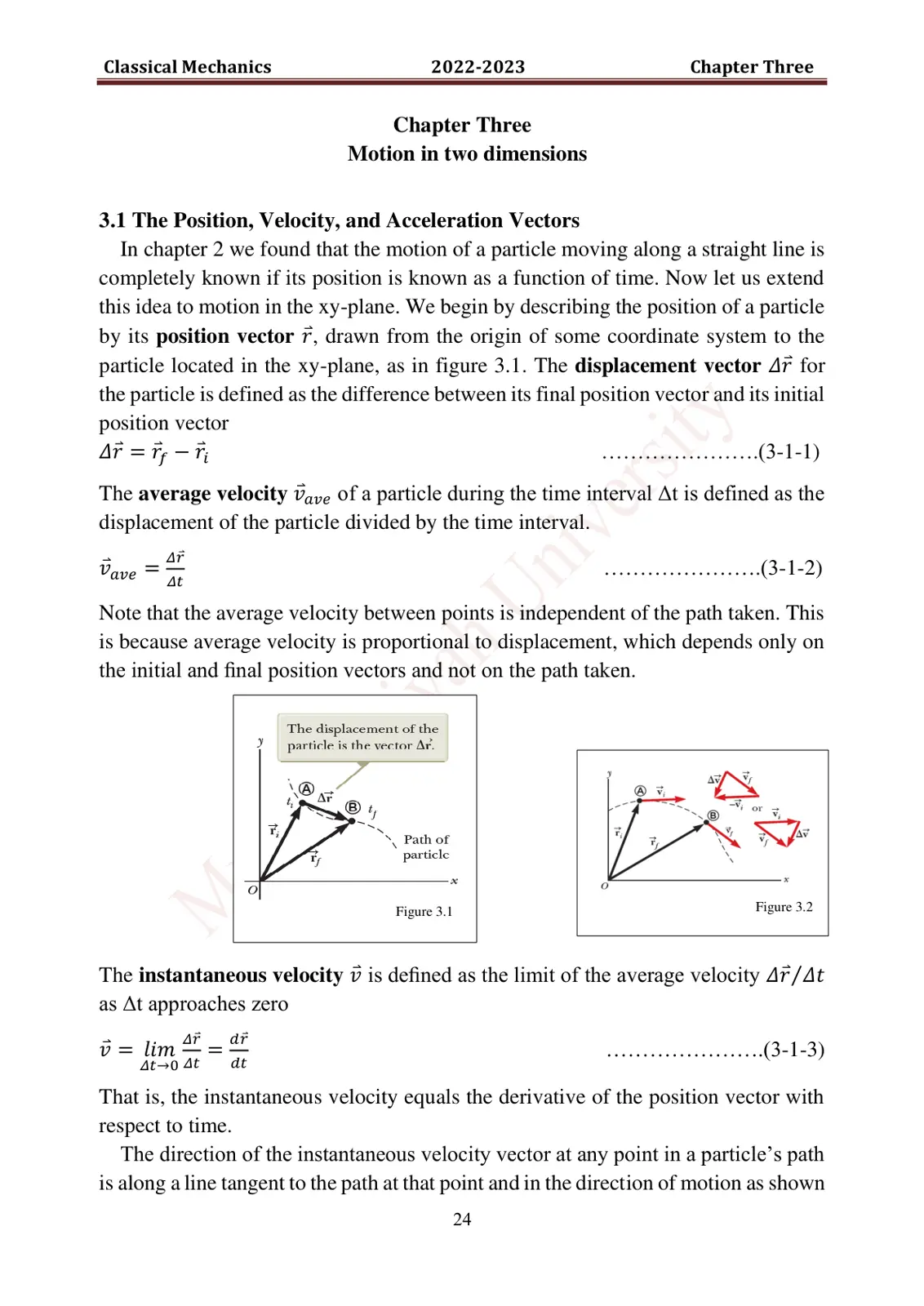 غلاف تقرير Classical Mechanics: Chapter Three - Motion in two dimensions