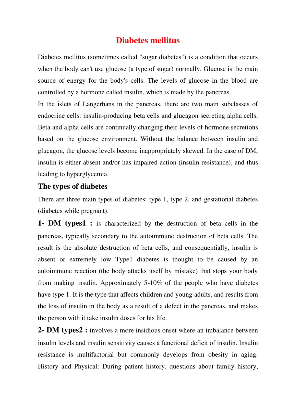 غلاف تقرير Diabetes mellitus