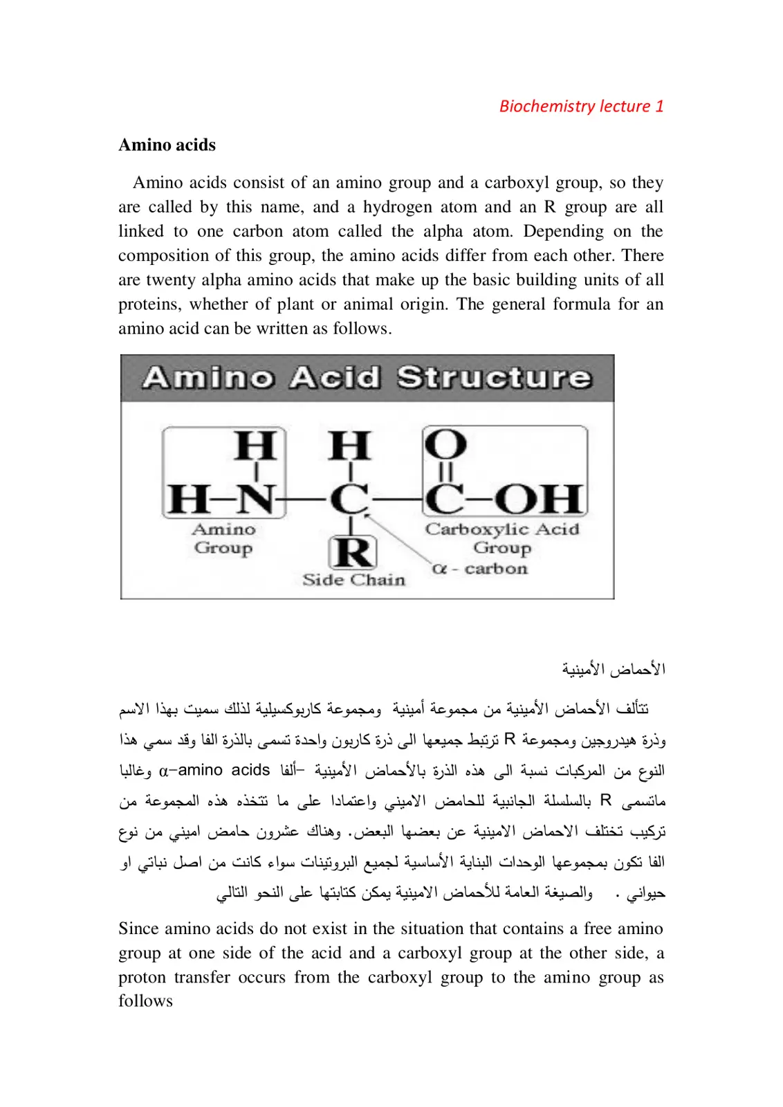 غلاف تقرير Biochemistry lecture 1