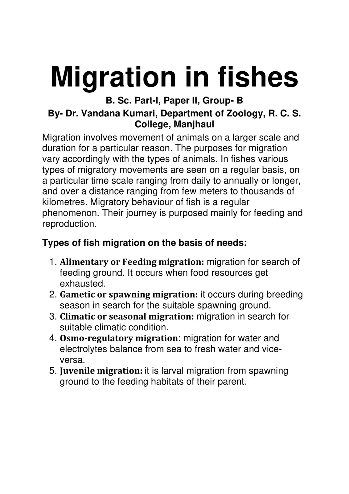 غلاف تقرير Migration in fishes