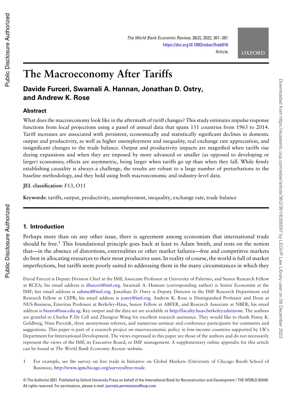 غلاف تقرير The Macroeconomy After Tariffs