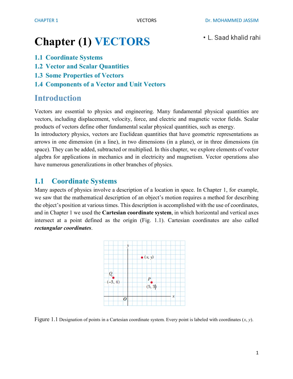 غلاف تقرير CHAPTER 1 VECTORS