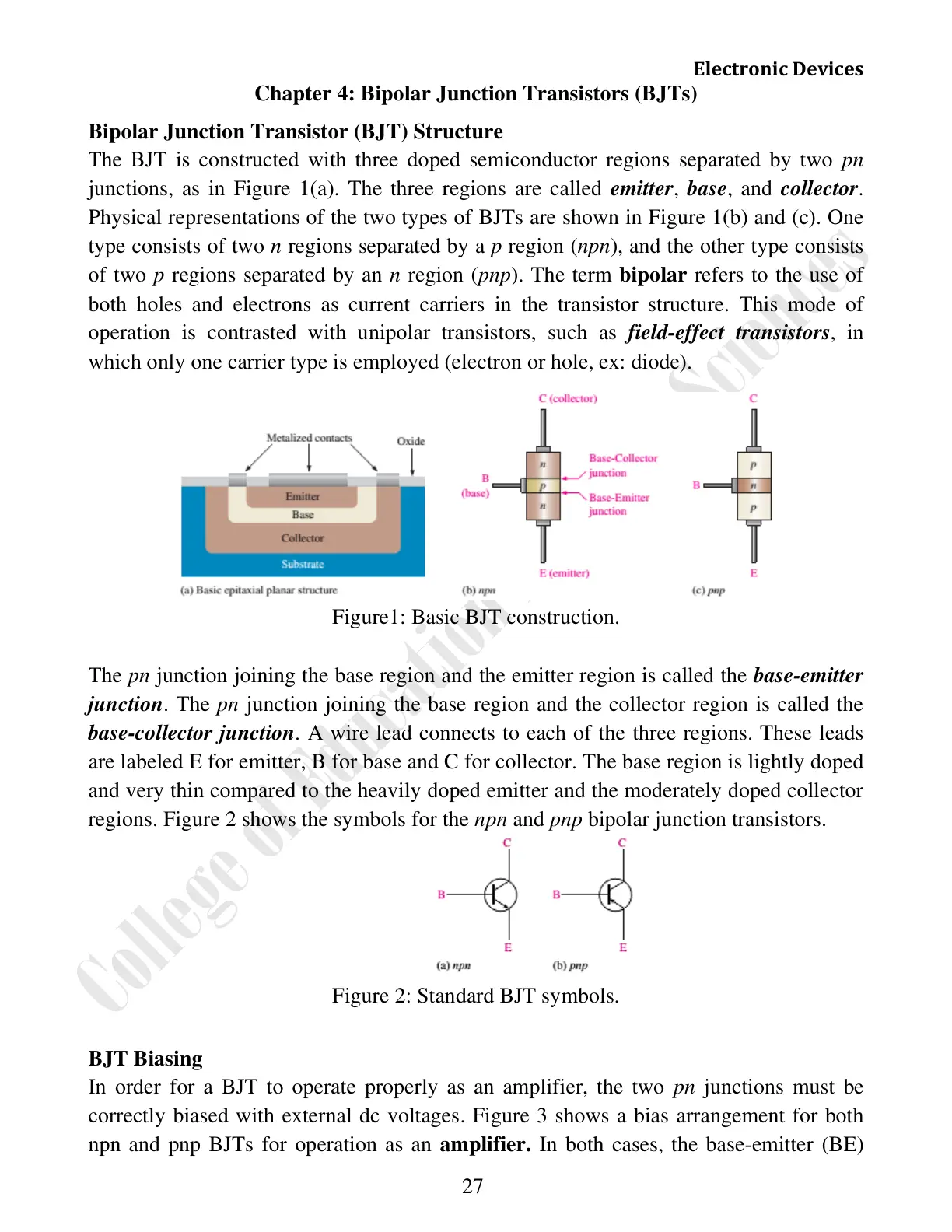 غلاف تقرير Electronic Devices - Chapter 4: Bipolar Junction Transistors (BJTS)