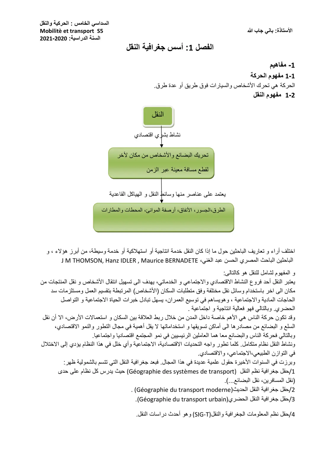 غلاف تقرير أسس جغرافية النقل