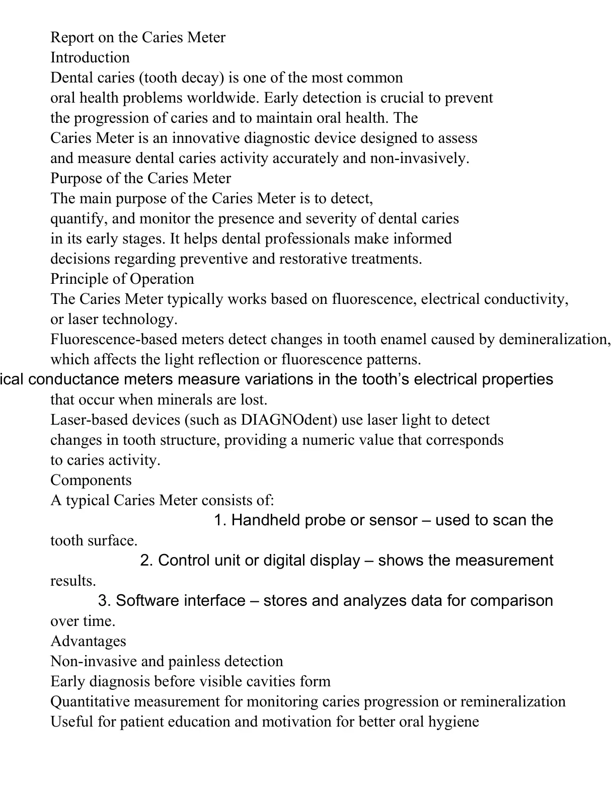 غلاف تقرير Report on the Caries Meter