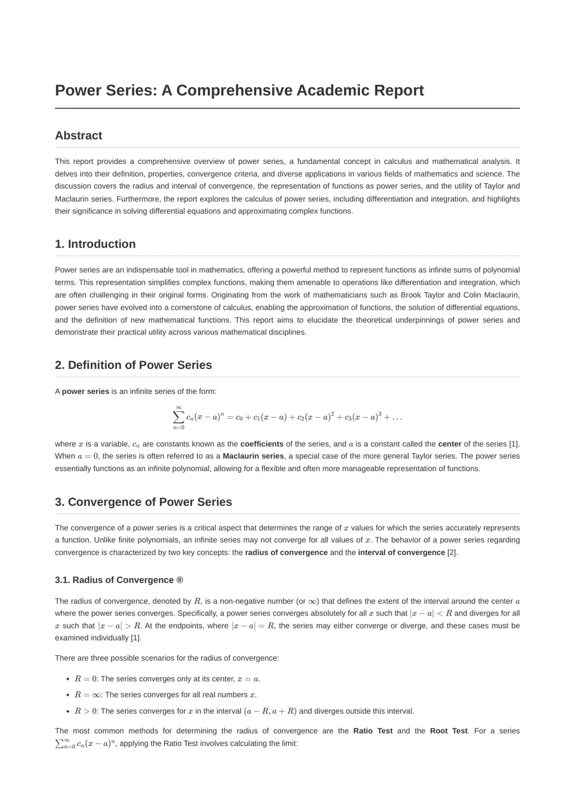 غلاف تقرير Power Series: A Comprehensive Academic Report