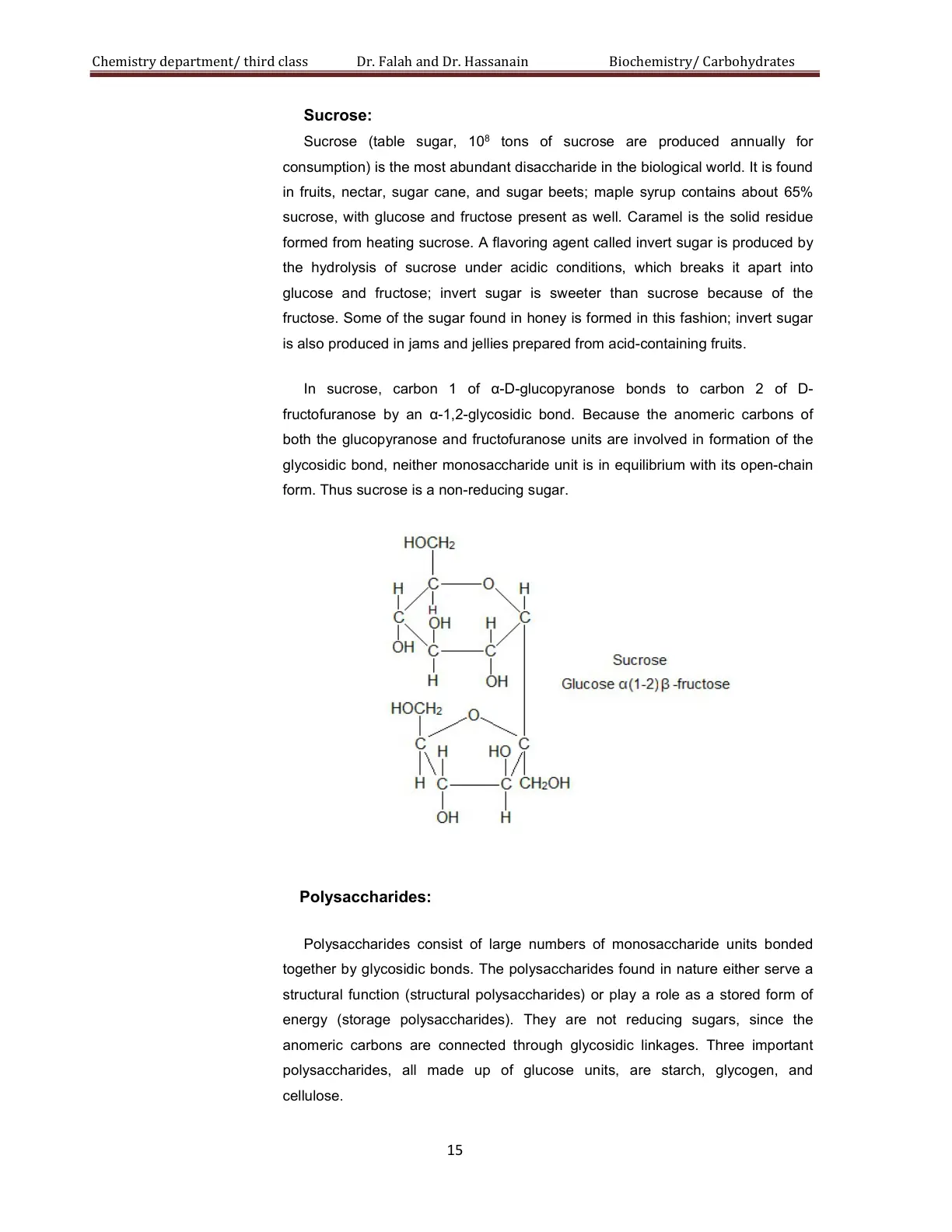 غلاف تقرير Biochemistry/Carbohydrates - Sucrose