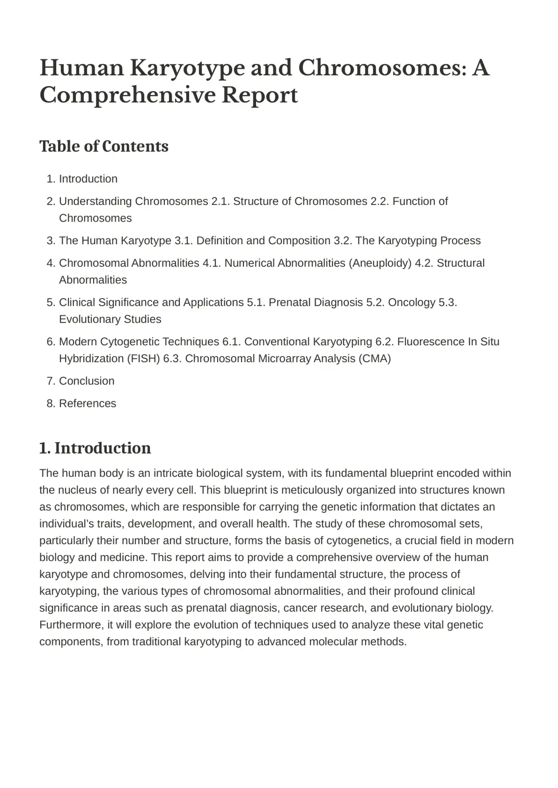 غلاف تقرير Human Karyotype and Chromosomes: A Comprehensive Report