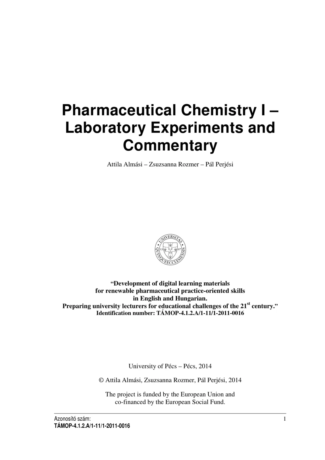 غلاف تقرير Pharmaceutical Chemistry: Laboratory Experiments and Commentary