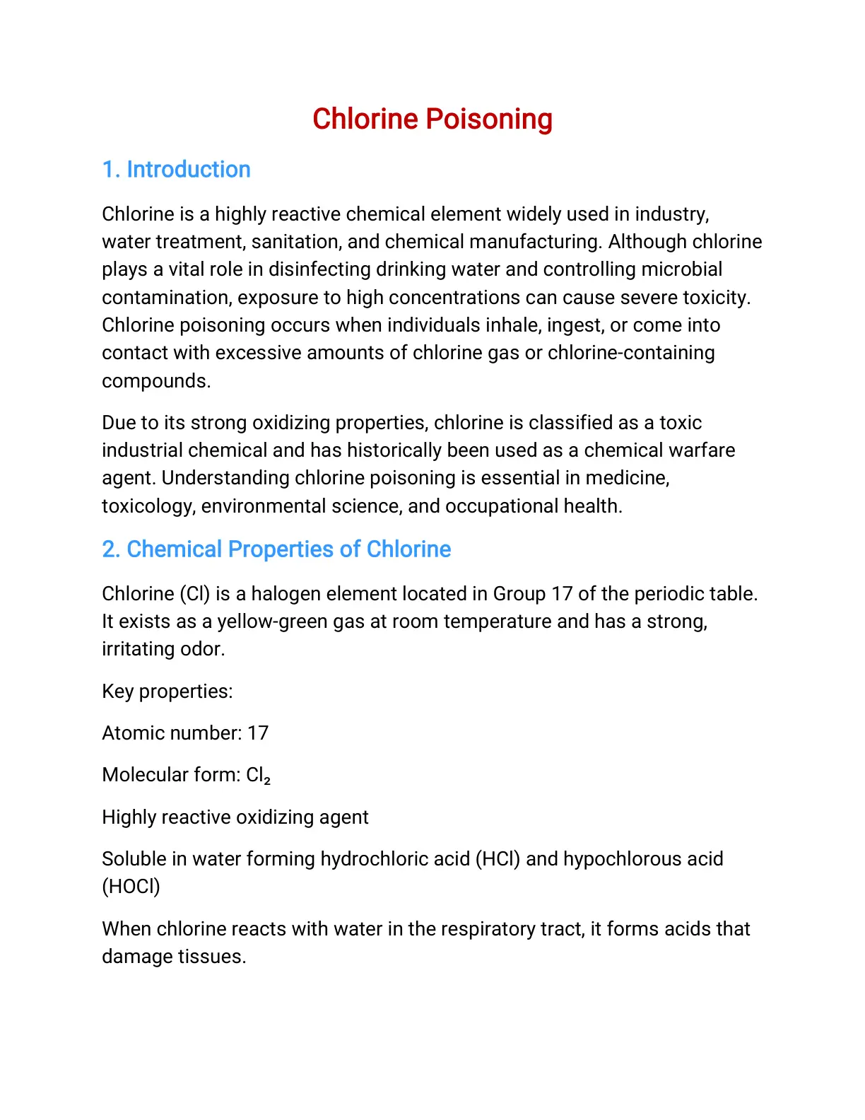 غلاف تقرير Chlorine Poisoning