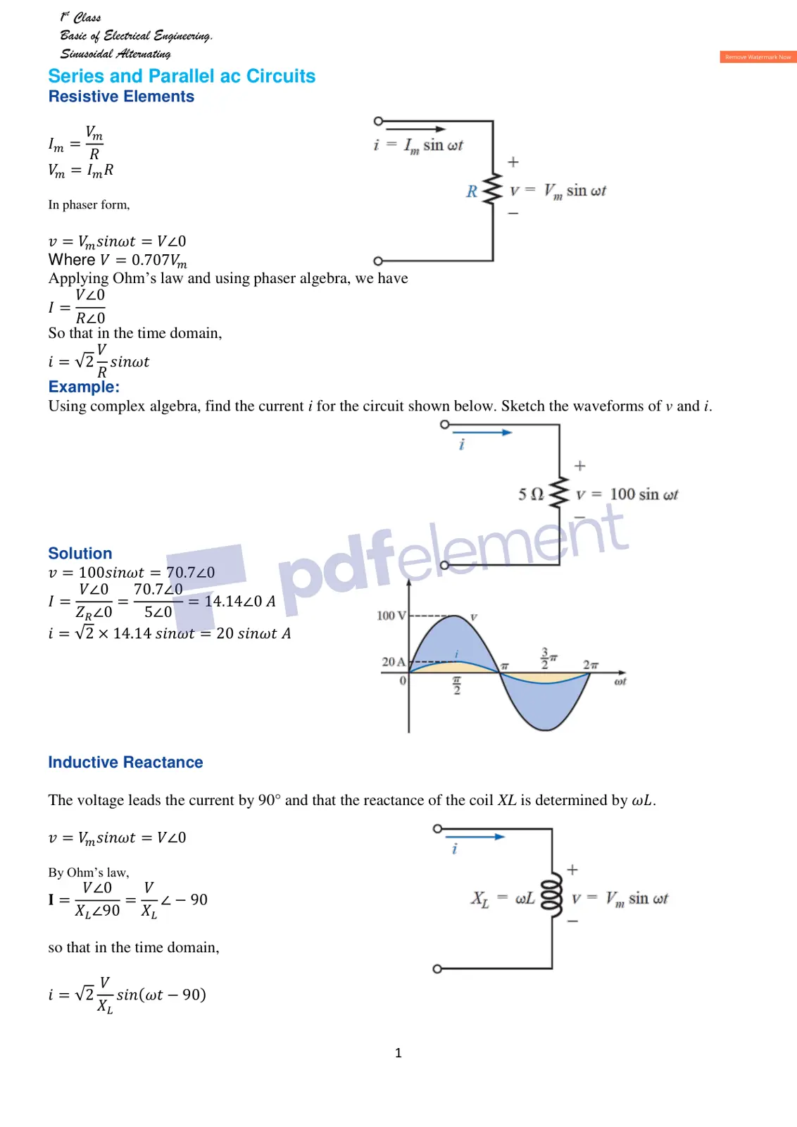 غلاف تقرير Basic of Electrical Engineering. Sinusoidal Alternating Series and Parallel ac Circuits