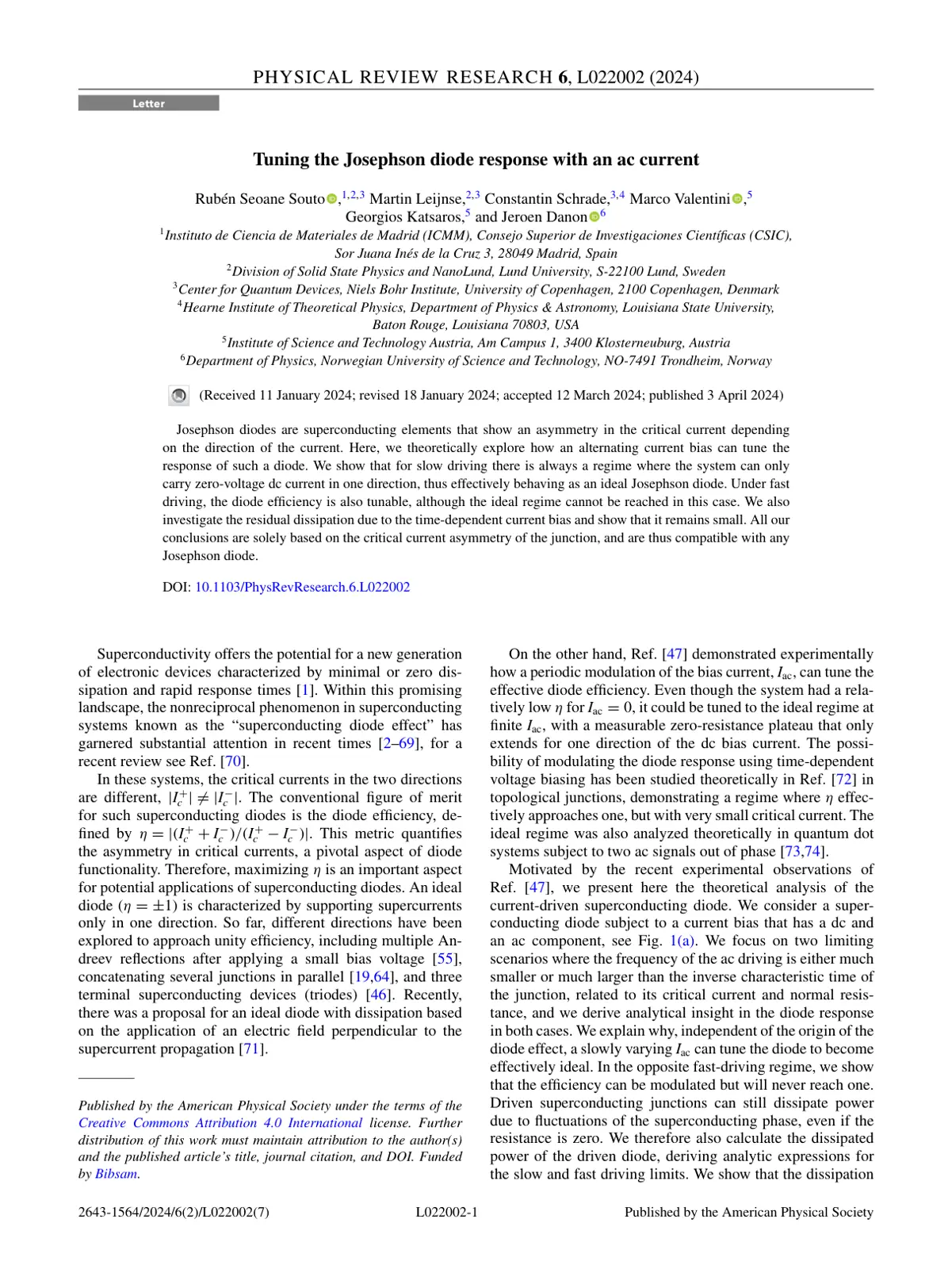 غلاف تقرير Tuning the Josephson diode response with an ac current