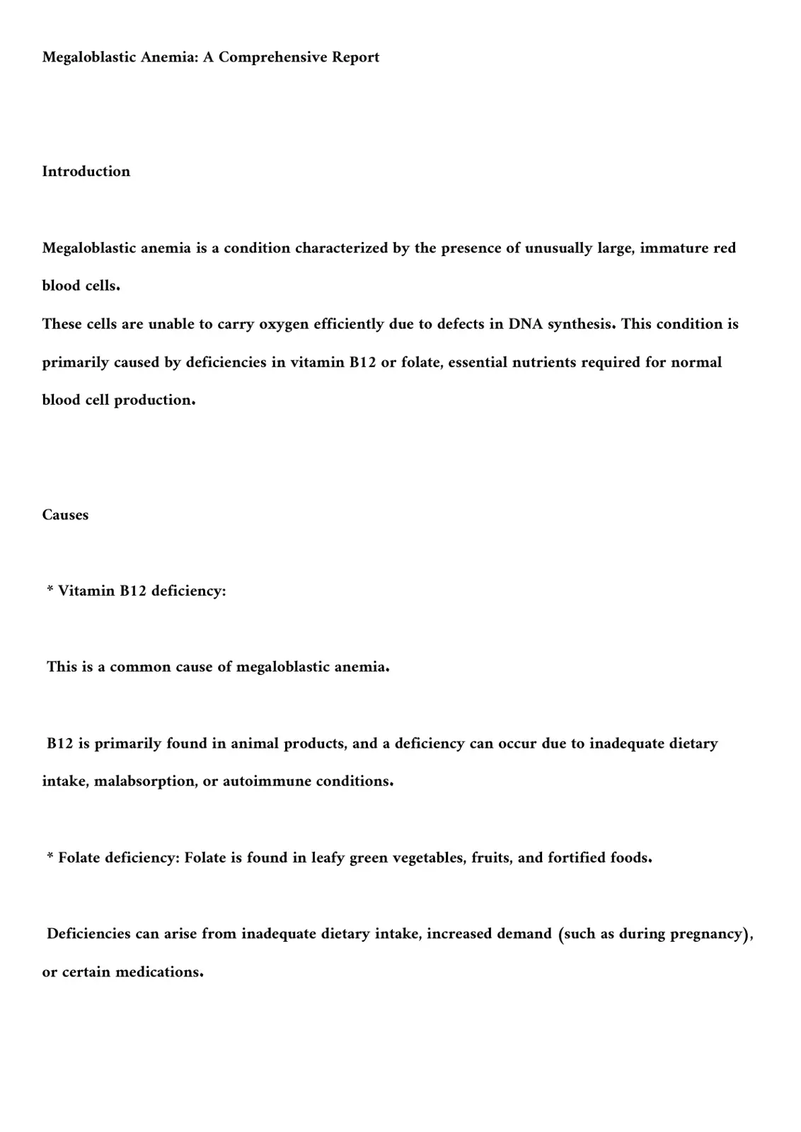 غلاف تقرير Megaloblastic Anemia: A Comprehensive Report