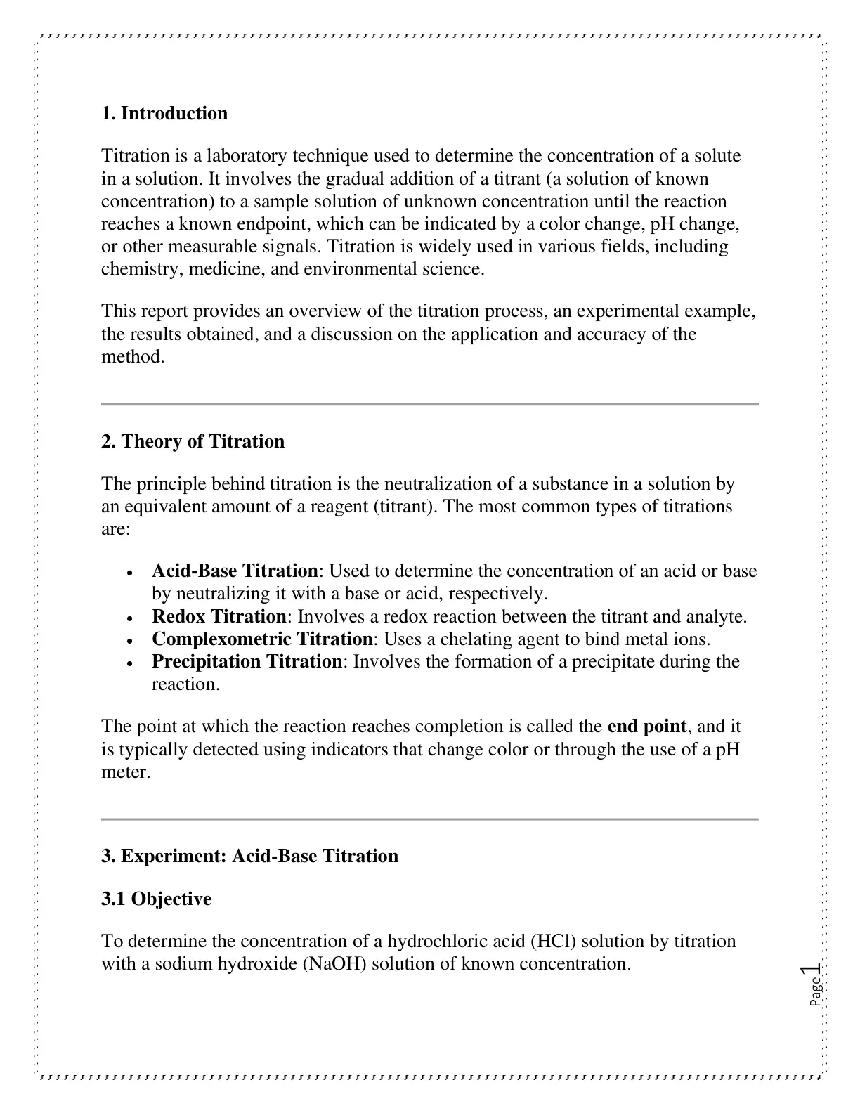 غلاف تقرير Titration Report