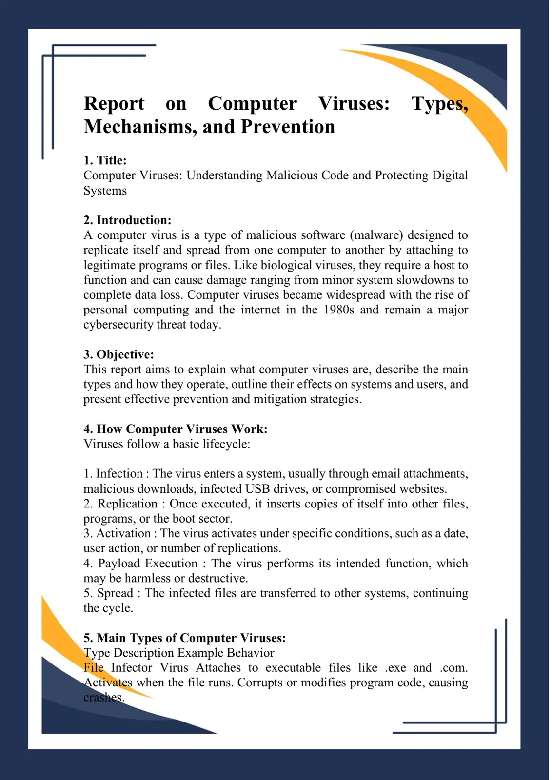 غلاف تقرير Computer Viruses: Understanding Malicious Code and Protecting Digital Systems