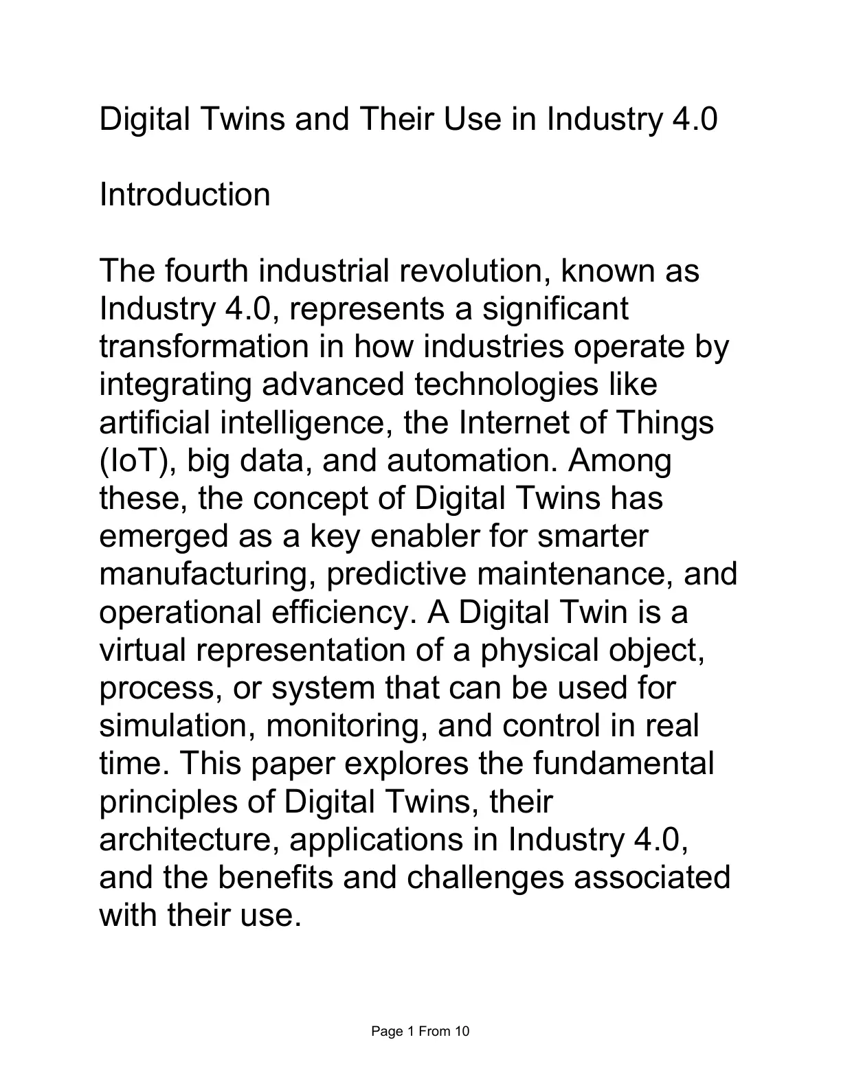 غلاف تقرير Digital Twins and Their Use in Industry 4.0